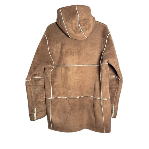 Ralph Lauren Jacket Womens Large Faux Suede Sheerling Brown Lobster Claw 90s - Picture 2 of 5